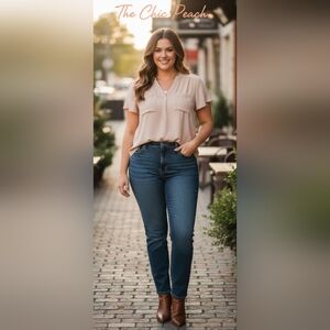 🤎🤍 TORRID Harper Blouse | Size 00 | Soft Beige | Flowy & Flattering 🤎🤍